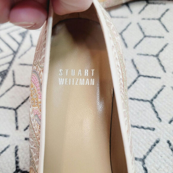 Stuart Weitzman Floral Paisley Print Silk and Leather Ballet Flats, sz 6 - Picture 8 of 15